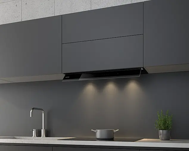 Siemens iQ500, Integrierte Designhaube, 60 cm, Klarglas schwarz bedruckt LJ67BAM60 (Lager)