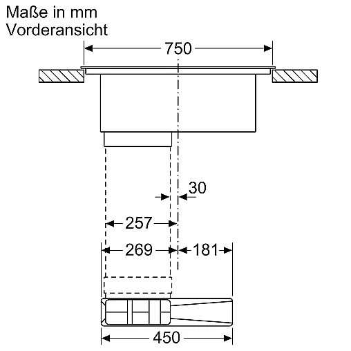 Siemens iQ300, Kochfeld mit Dunstabzug (Induktion), 80 cm, Mattschwarz, Mit Rahmen aufliegend ED87BBS16E (Lager)