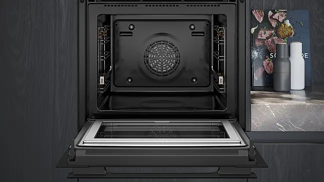 Siemens iQ700, Einbau-Backofen mit Mikrowellenfunktion, 60 x 60 cm, Schwarz, Edelstahl HM976GMB1(Lager/NB)