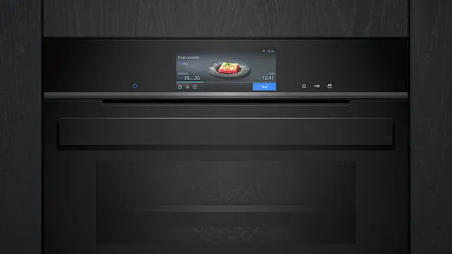 Siemens iQ700, Einbau-Kompaktdampfbackofen, 60 x 45 cm, Schwarz, Edelstahl CS958GCB1 (Lager/NB)