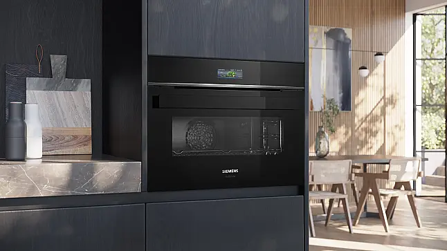 Siemens iQ700, Einbau-Kompaktbackofen, 60 x 45 cm, Schwarz, Edelstahl CB974GKB1 (Lager/NB)