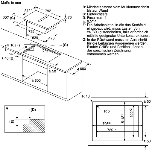 Siemens iQ500, Kochfeld mit Dunstabzug (Induktion), 80 cm, Mit Rahmen aufliegend ED870HQ26E (Lager/NB)