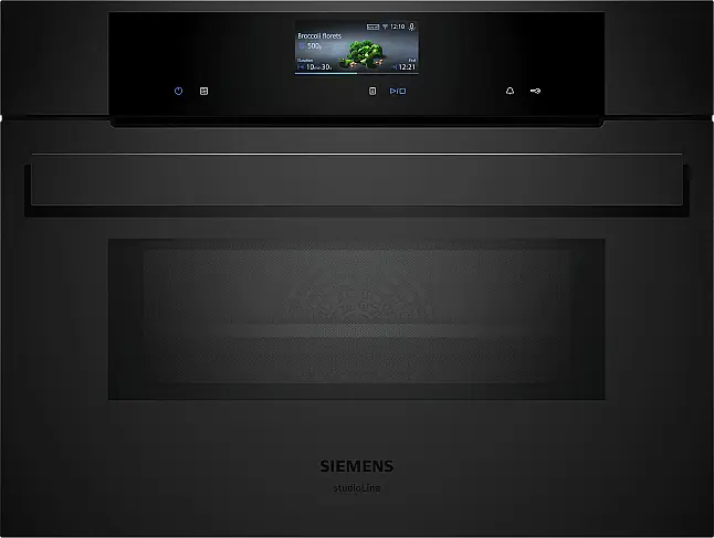 Siemens iQ700, Einbau-Kompaktbackofen mit Mikrowellenfunktion, 60 x 45 cm, Matt schwarz CM936GCM1 (Lager/NB)