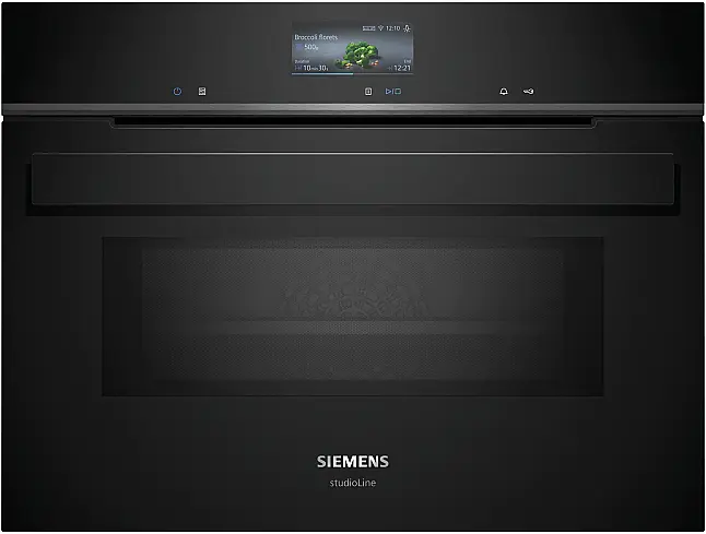 Siemens iQ700, Einbau-Kompaktbackofen mit Mikrowellenfunktion, 60 x 45 cm, Schwarz, Edelstahl CM976GMB1 (Lager/NB)