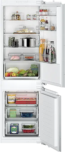 Siemens iQ100, Einbau-Kühl-Gefrier-Kombination mit Gefrierbereich unten, 177.2 x 54.1 cm, Flachscharnier KI86NNFE0 (AS21))