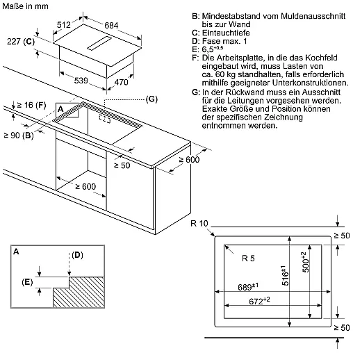 Siemens iQ500, Kochfeld mit Dunstabzug (Induktion), 70 cm, flächenbündig (integriert) ED707HQ26E (Lager/NB)
