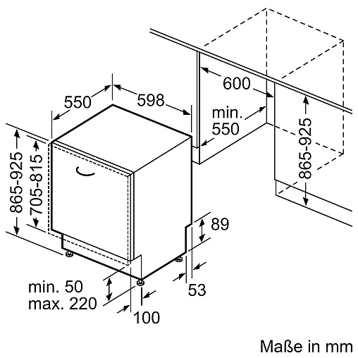 Siemens iQ300, Vollintegrierter Geschirrspüler, 60 cm, varioScharnier für besondere Einbausituationen SN73HX15UE (Lager)
