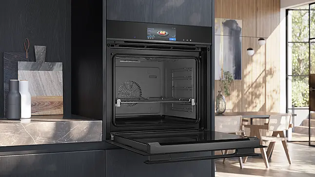 Siemens iQ700, Einbau-Dampfbackofen, 60 x 60 cm, Schwarz, Edelstahl HS958GED1 (Lager/NB)
