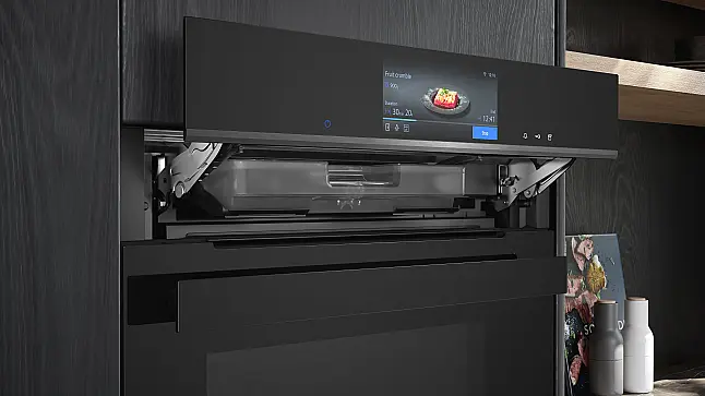 Siemens iQ700, Einbau-Kompaktdampfbackofen, 60 x 45 cm, Schwarz, Edelstahl CS958GCB1 (Lager/NB)