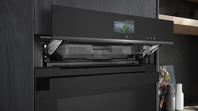 Siemens iQ700, Einbau-Dampfbackofen, 60 x 60 cm, Schwarz, Edelstahl HS936GCB1 (Lager/NB)