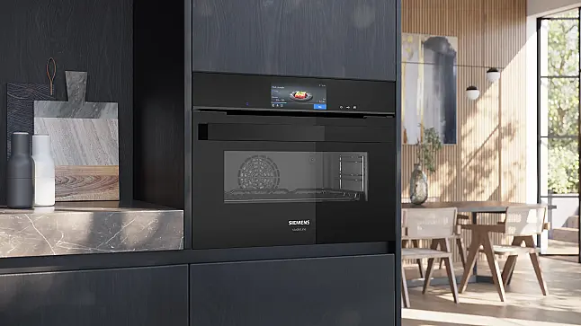 Siemens iQ700, Einbau-Kompaktdampfbackofen, 60 x 45 cm, Schwarz, Edelstahl CS958GCB1 (Lager/NB)
