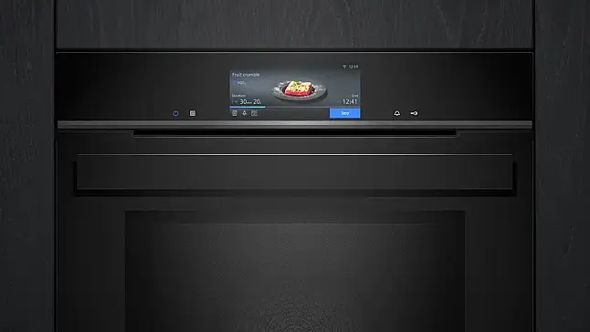Siemens iQ700, Einbau-Backofen mit Mikrowellenfunktion, 60 x 60 cm,  Schwarz, Edelstahl HM978GNB1 (AS30)