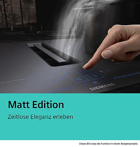 Siemens iQ300, Kochfeld mit Dunstabzug (Induktion), 80 cm, Mattschwarz, Mit Rahmen aufliegend ED87BBS16E (Lager)