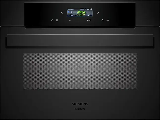 Siemens iQ700, Einbau-Kompaktbackofen mit Mikrowellenfunktion, 60 x 45 cm, Matt schwarz CM924G1M1 (Lager/NB)