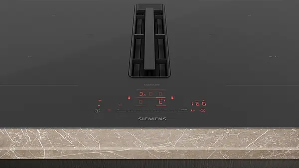 Siemens iQ500, Kochfeld mit Dunstabzug (Induktion), 80 cm, Mattschwarz, Mit Rahmen aufliegend ED87BHQ26E (Lager/NB)