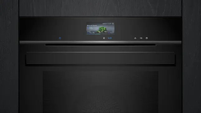 Siemens iQ700, Einbau-Backofen mit Dampfunterstützung, 60 x 60 cm, Schwarz, Edelstahl HR976GMB1 (Lager/NB)
