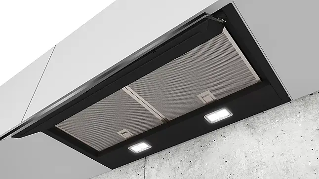 Siemens iQ500, Integrierte Designhaube, 60 cm, Klarglas schwarz bedruckt LJ67BAM60 (Lager)