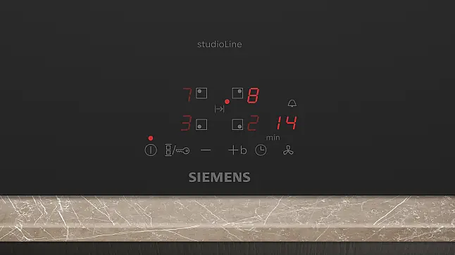 Siemens iQ300, Kochfeld mit Dunstabzug (Induktion), 80 cm, Mattschwarz, Mit Rahmen aufliegend ED87BBS16E (Lager)