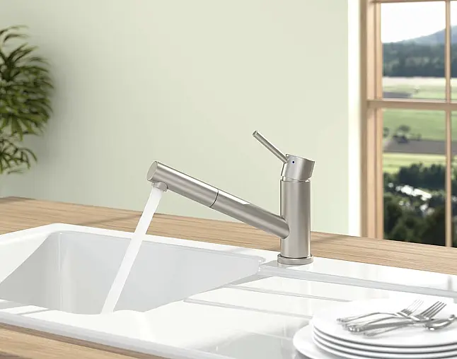 Como Shower Niederdruck Küchenarmatur, Edelstahl massiv