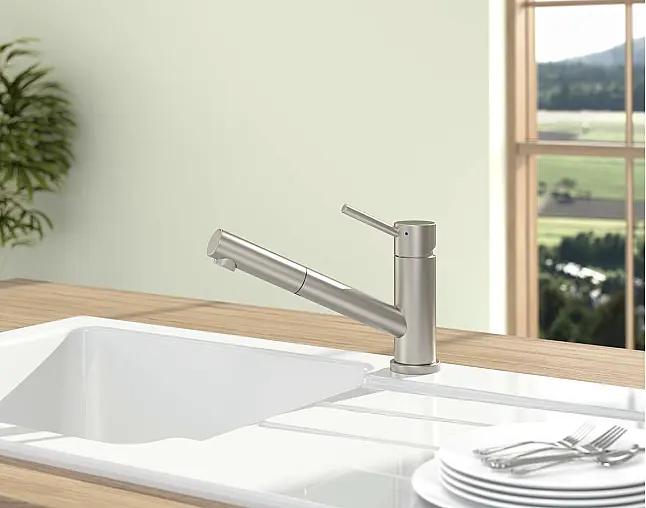 Como Shower Niederdruck Küchenarmatur, Edelstahl massiv