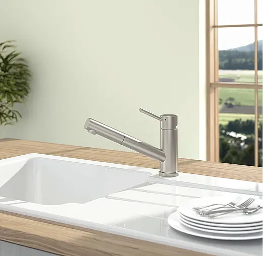 Como Shower Niederdruck Küchenarmatur, Edelstahl massiv