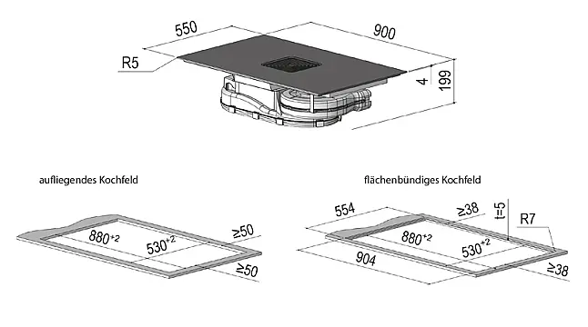 berbel Downline Infinity Pro  Kochfeldabzug schwarz