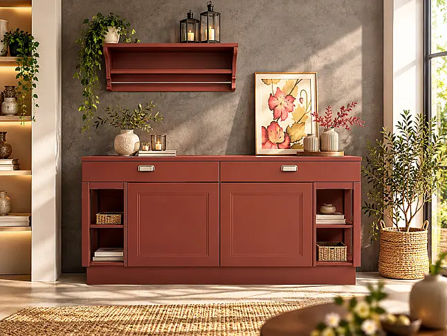 Nolte Landhaus Sideboard WINDSOR Hennarot 180 cm | Musterverkauf