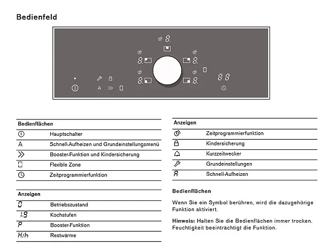 Rahmenlos, Breite 80 cm,  Twist-Pad-Bedienung.