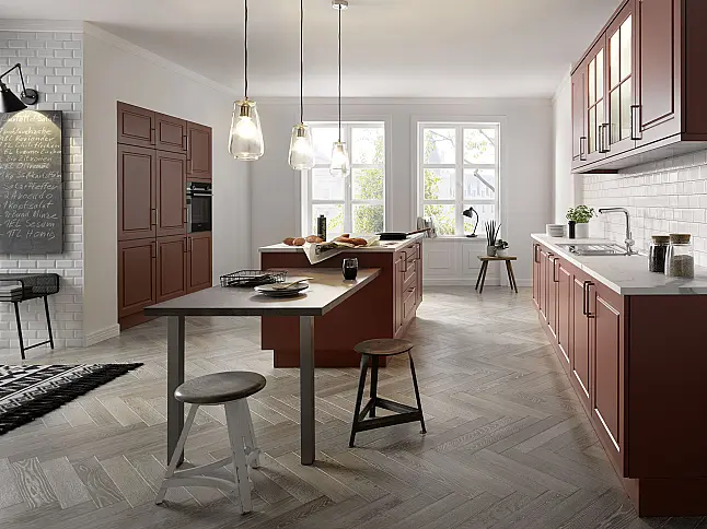 Landhausküche Classic mit Insel und Theke