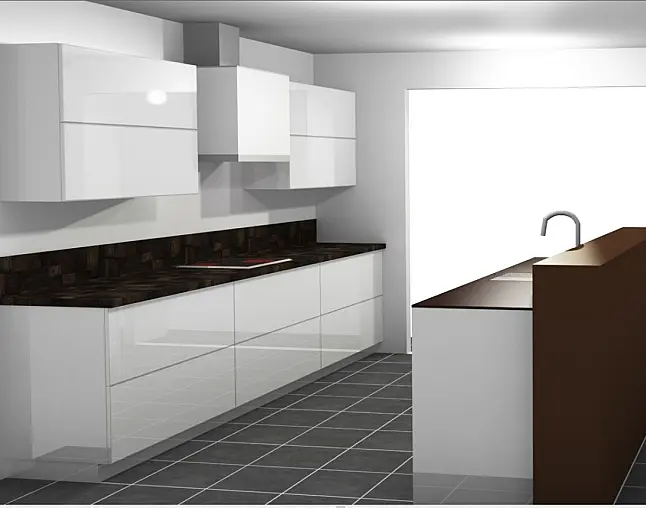 Moderne Küche mit hartglas fronten