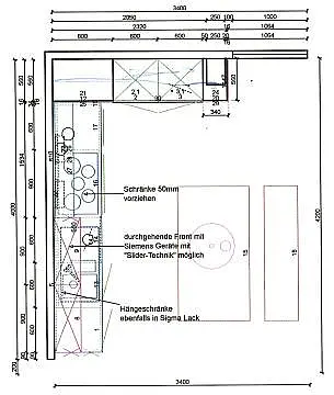 moderne Einbauküche in Extra-Höhe