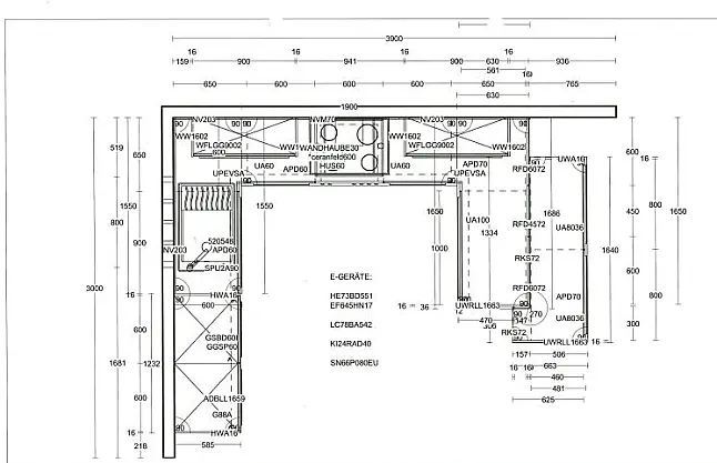moderne Einbauküche in U-Form