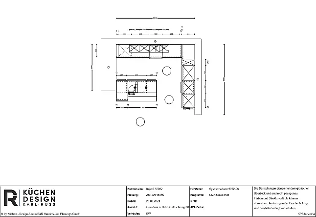Ausstellungsküche titanio metal. matt mit systemo Quarzstein Arbeitsplatte Calacatta Gold matt