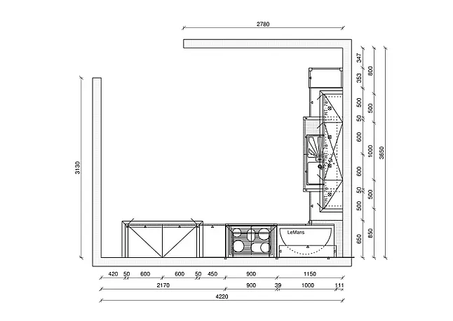 klassische Landhausküche mit Rahmenfront lackiert - Massivholz / Arbeitsplatte 40mm Massivholz