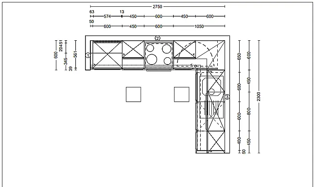 Moderne L-Küche in Beton und Weiß
