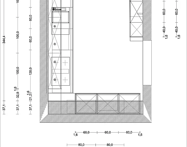Moderne Küche mit Massivholzrahmen und furnierter Riffelfront