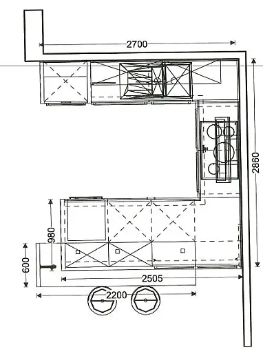 moderne Einbauküche in U-Form