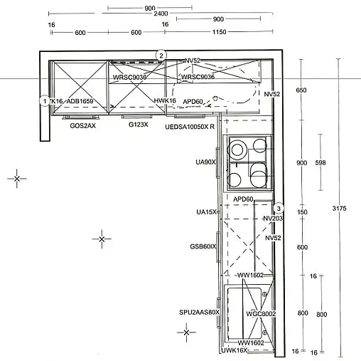moderne Einbauküche in Seidengrau