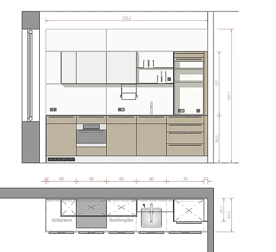 "elegante Küchenzeile mit hochwertiger Ausstattung und kostbaren Materialen bzw. Details"