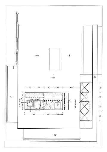 Architektenküche mit Spiegelglasfront in Bronze inkl. Holzfronten mit vertikalen Rillen
