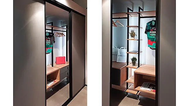 Kleiderschrank und Schreibtisch