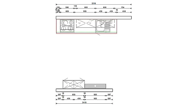 Küchenzeile mit Schrank