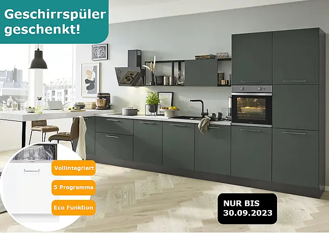 Gemütliche Küche mit Fronten in Black Green
