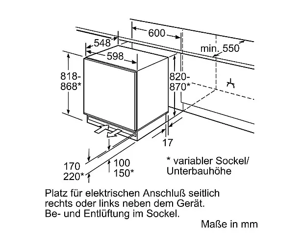 Unterbau-Gefrierschrank Serie 6 82 x 59.8 cm Flachscharnier mit Softeinzug