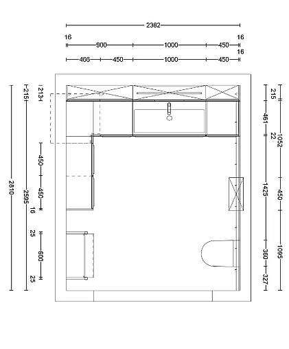 Exklusives Badezimmer über Eck geplant - LED-Beleuchtungen - LED-Relingbeleuchtung - Motiv-Rückwandverkleidung - Backlight-Stollenregal