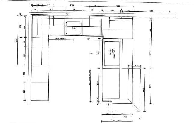 Moderne Massivholzküche mit Theke