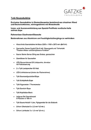 Tylo Saunakabine - unbenutzt