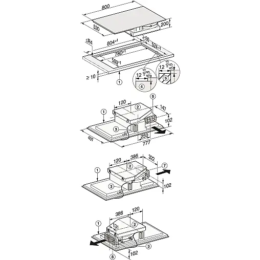 Induktionskochfeld mit Dunstabzug zwei Powerflexzonen 80cm