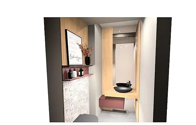 Exklusives Gäste-WC / Waschbecken - für kleines Badezimmer oder Gäste-WC geeignet - LED Beleuchtung
