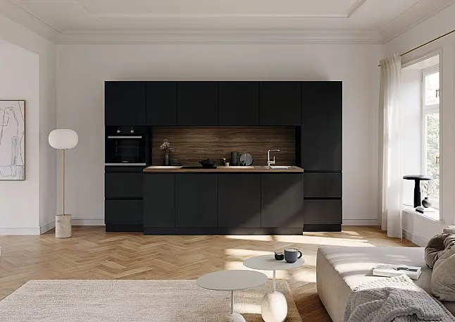 Concept 130  Laser Soft Schwarz Küchenzeile FK4 3,45 Meter